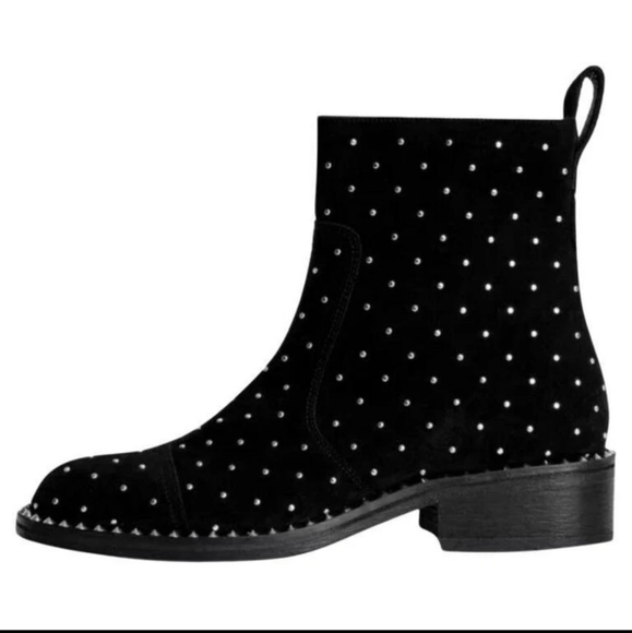 Zadig & Voltaire Empress Studded Suede Ankle BootsBlack Booties$698, Sz 37 NIB - Picture 1 of 9